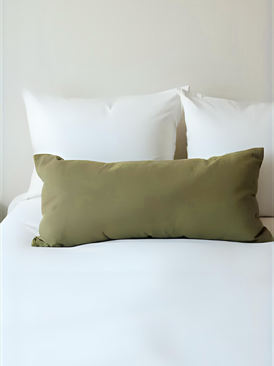 100% flax linen Olive Green body pillow pillowcase with zipper – OEKO-TEX Standard 100, luxury and heirloom