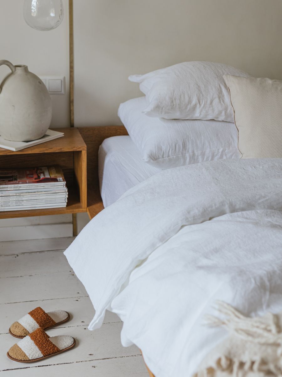 Magnolia White 100% Flax Linen Duvet Cover Sets