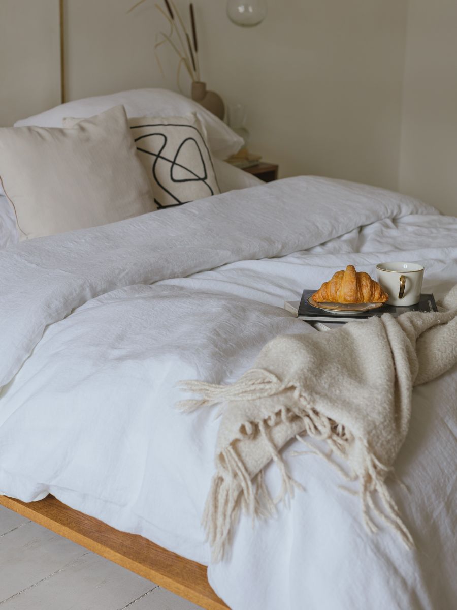 Magnolia White 100% Flax Linen Duvet Covers