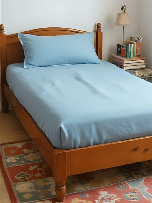 Sky Blue 100% Flax Linen Kids Fitted Sheets