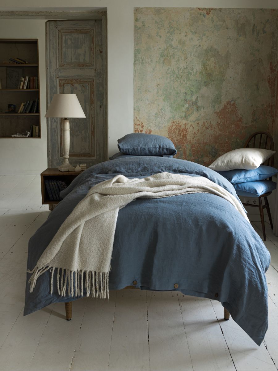 Baltic Blue 100% Flax Linen Duvet Cover Sets