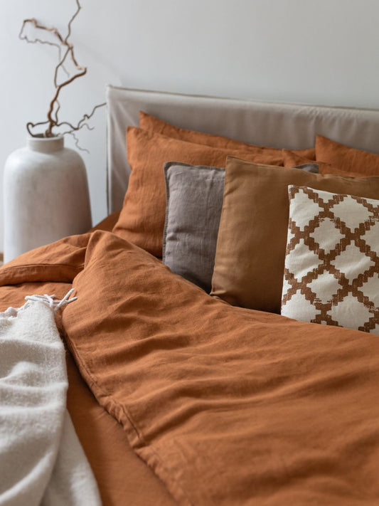 Cinnamon Brown 100% Flax Linen Duvet Cover Sets