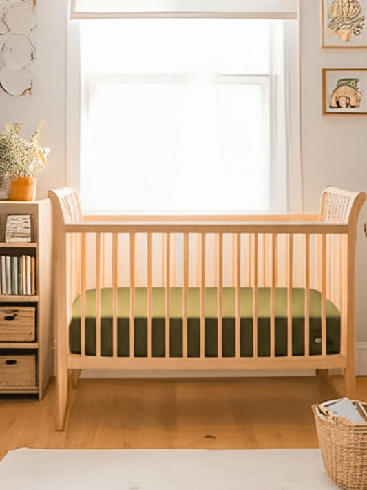 Olive Green 100% Flax Linen Baby Fitted Sheets