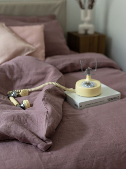 Rosewood Pink 100% Flax Linen Duvet Cover Sets