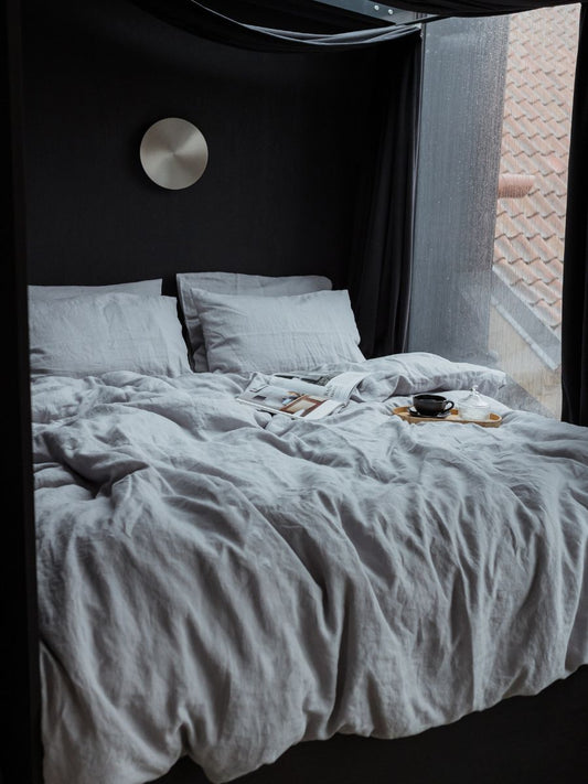Moonlit Grey 100% Flax Linen Sheet Sets