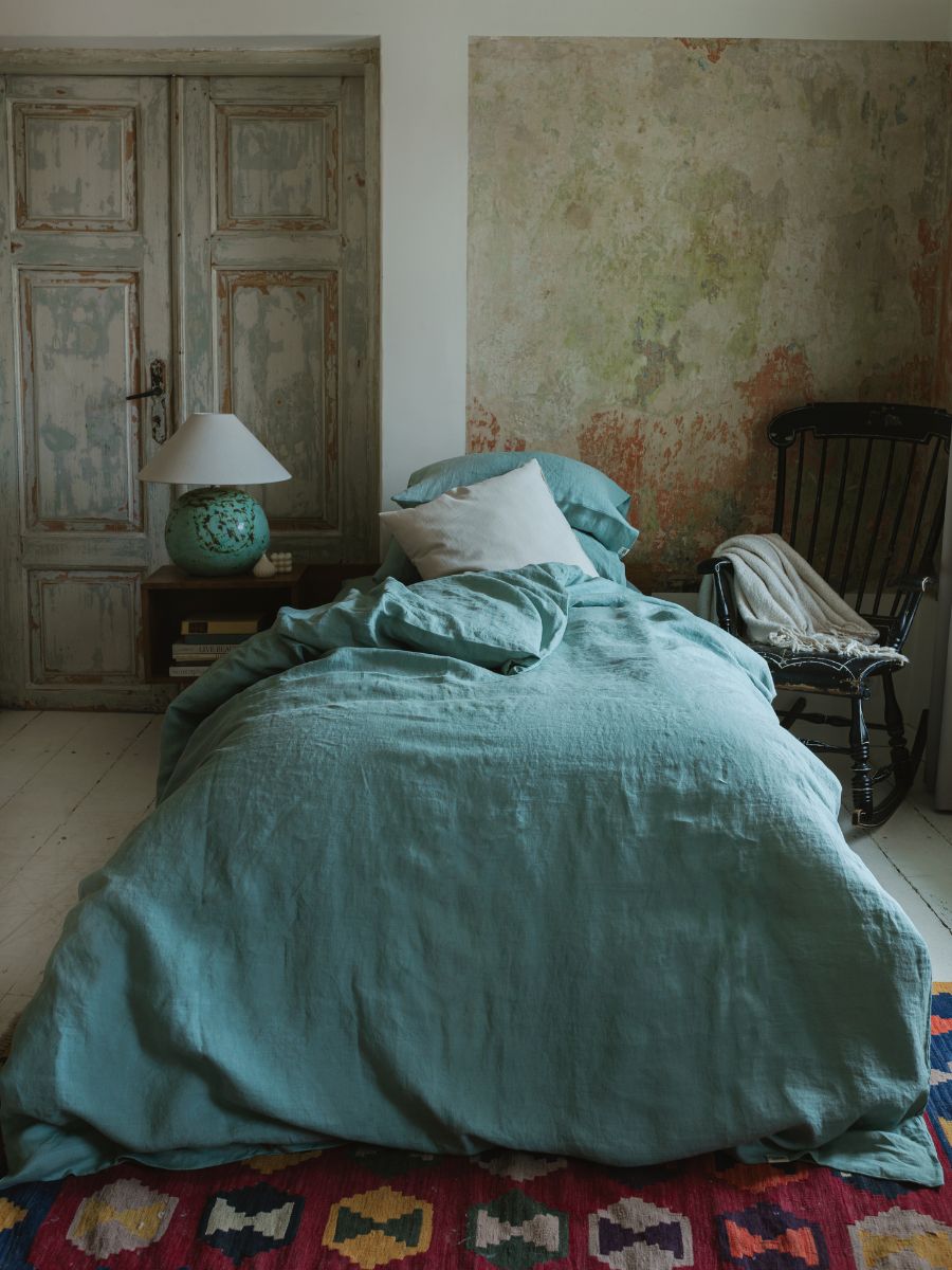 Willow Green 100% Flax Linen Duvet Cover Sets