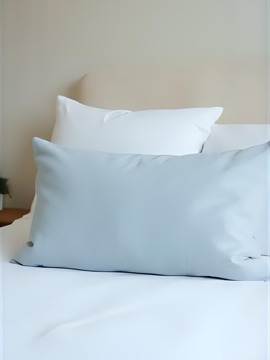 Sky Blue 100% Flax Linen Pillowcases — Coconut Shell Button Closure