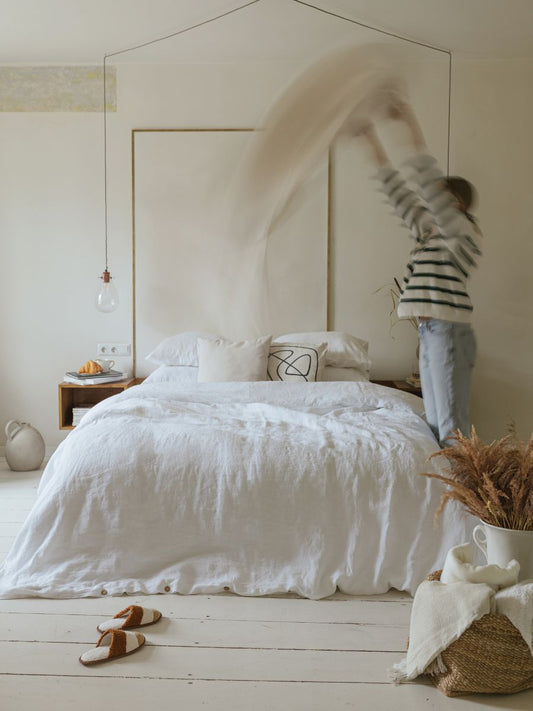 Magnolia White 100% Flax Linen Sheet Sets