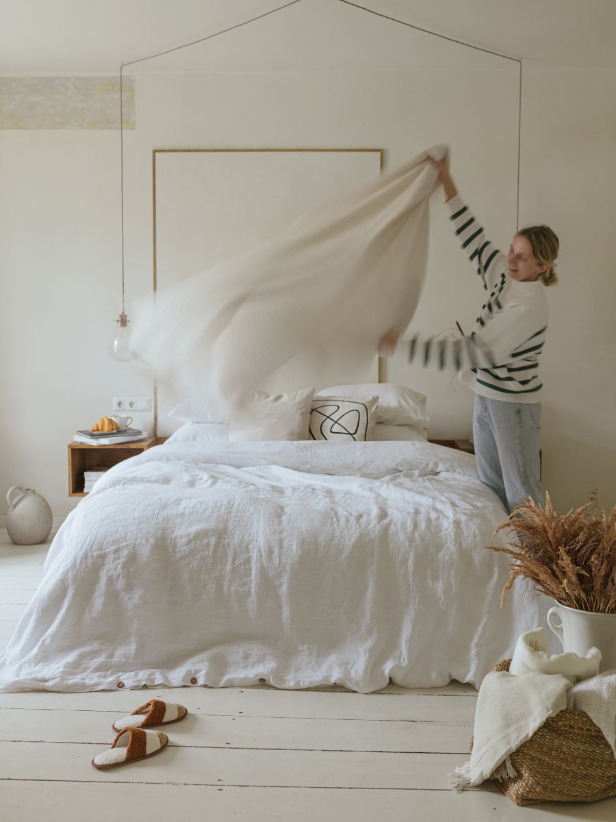 Magnolia White 100% Flax Linen Duvet Covers