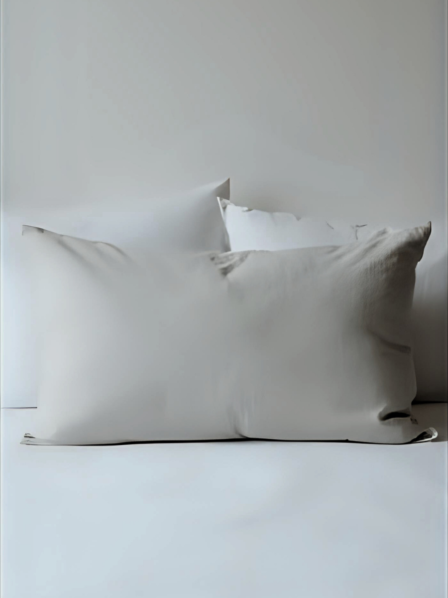 Moonlit Grey 100% Flax Linen Coconut Shell Button Closure Pillowcases