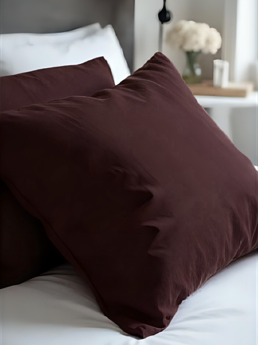 Elderberry Purple 100% Flax Linen Coconut Shell Button Closure Pillowcases