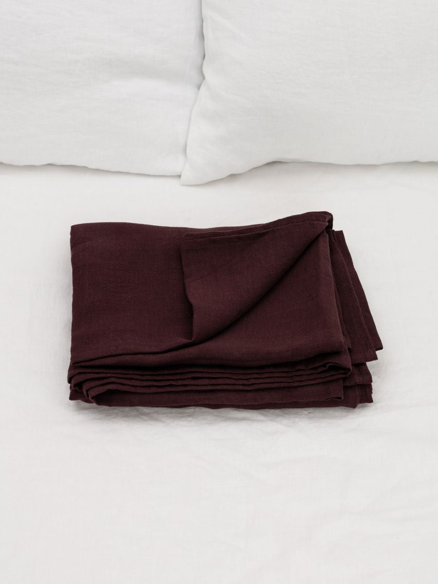 Elderberry Purple 100% Flax Linen Flat Cover Sheets