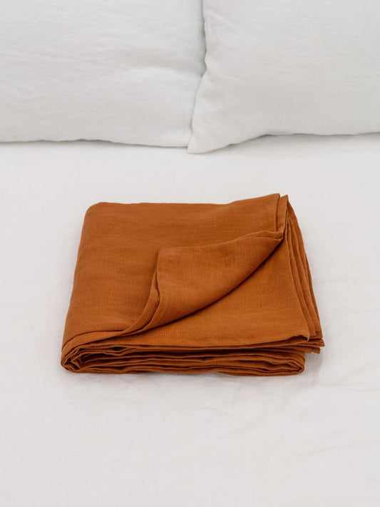 Cinnamon Brown 100% Flax Linen Flat Sheets
