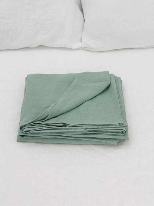 Willow Green 100% Flax Linen Flat Cover Sheets