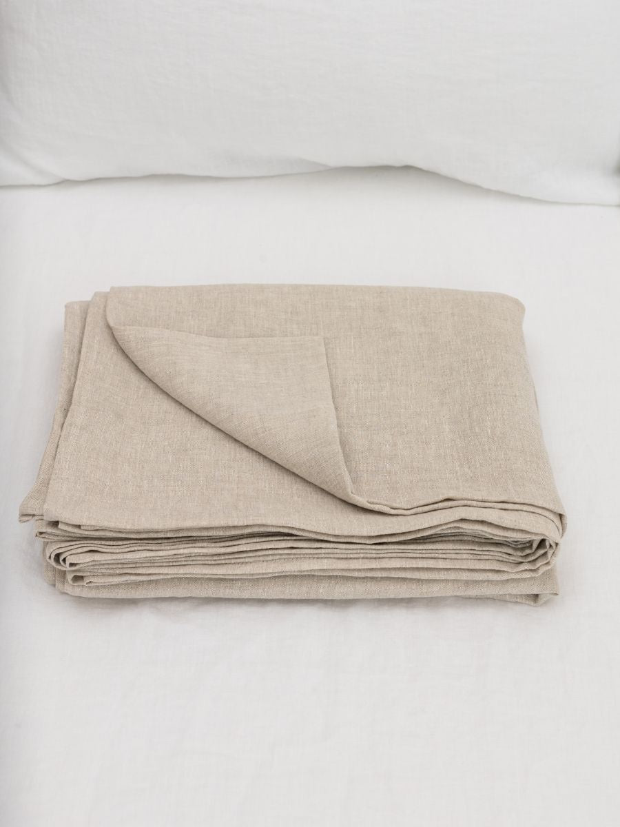 Natural Beige 100% Flax Linen Flat Cover Sheets
