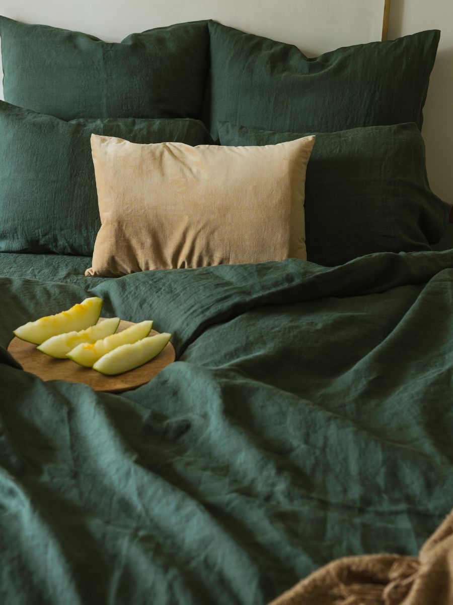 Forest Green 100% Flax Linen Duvet Covers