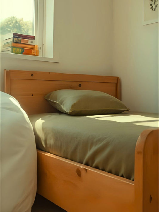 Olive Green 100% Flax Linen Kids Fitted Sheets