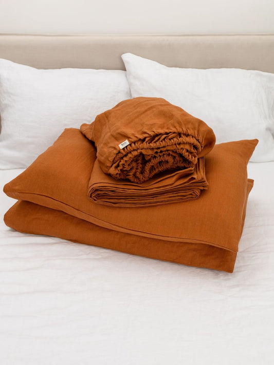 Cinnamon Brown 100% Flax Linen Sheet Sets