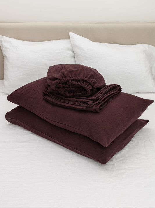 Elderberry Purple 100% Flax Linen Sheet Sets