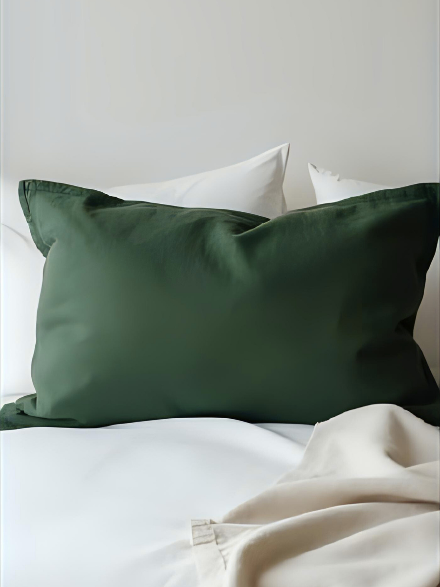Forest Green 100% Flax Linen Classic Envelope Closure Pillowcases