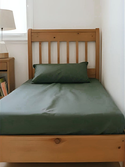 Forest Green 100% Flax Linen Kids Fitted Sheets