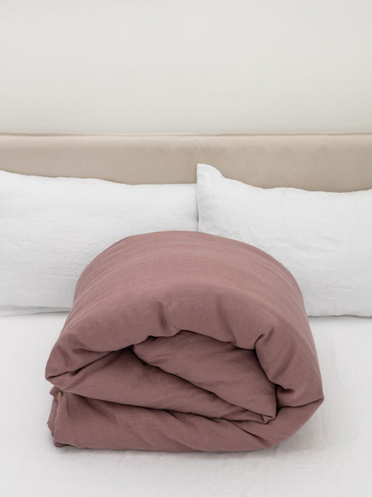 Rosewood Pink 100% Flax Linen Duvet Covers
