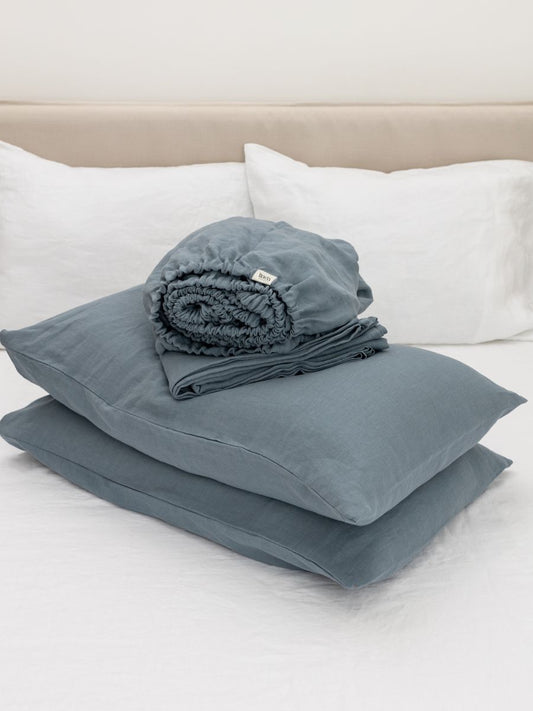 Baltic Blue 100% Flax Linen Sheet Sets