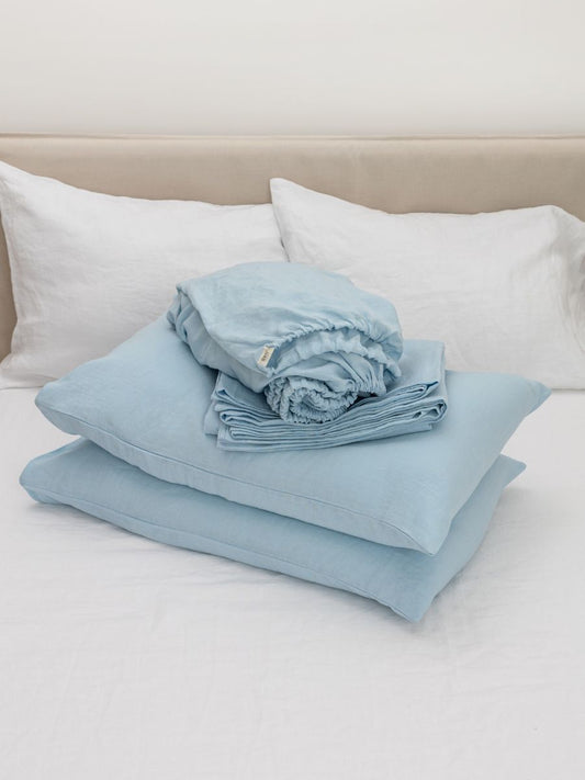 Sky Blue 100% Flax Linen Sheet Sets