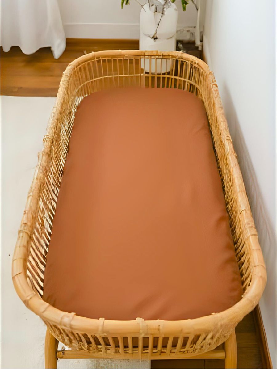 Cinnamon Brown 100% Flax Linen Baby Pure Luxe Fitted Sheets