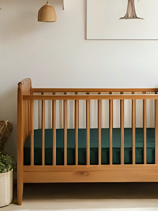 Forest Green 100% Flax Linen Baby Fitted Sheets