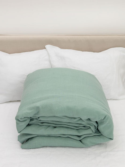 Willow Green 100% Flax Linen Duvet Covers