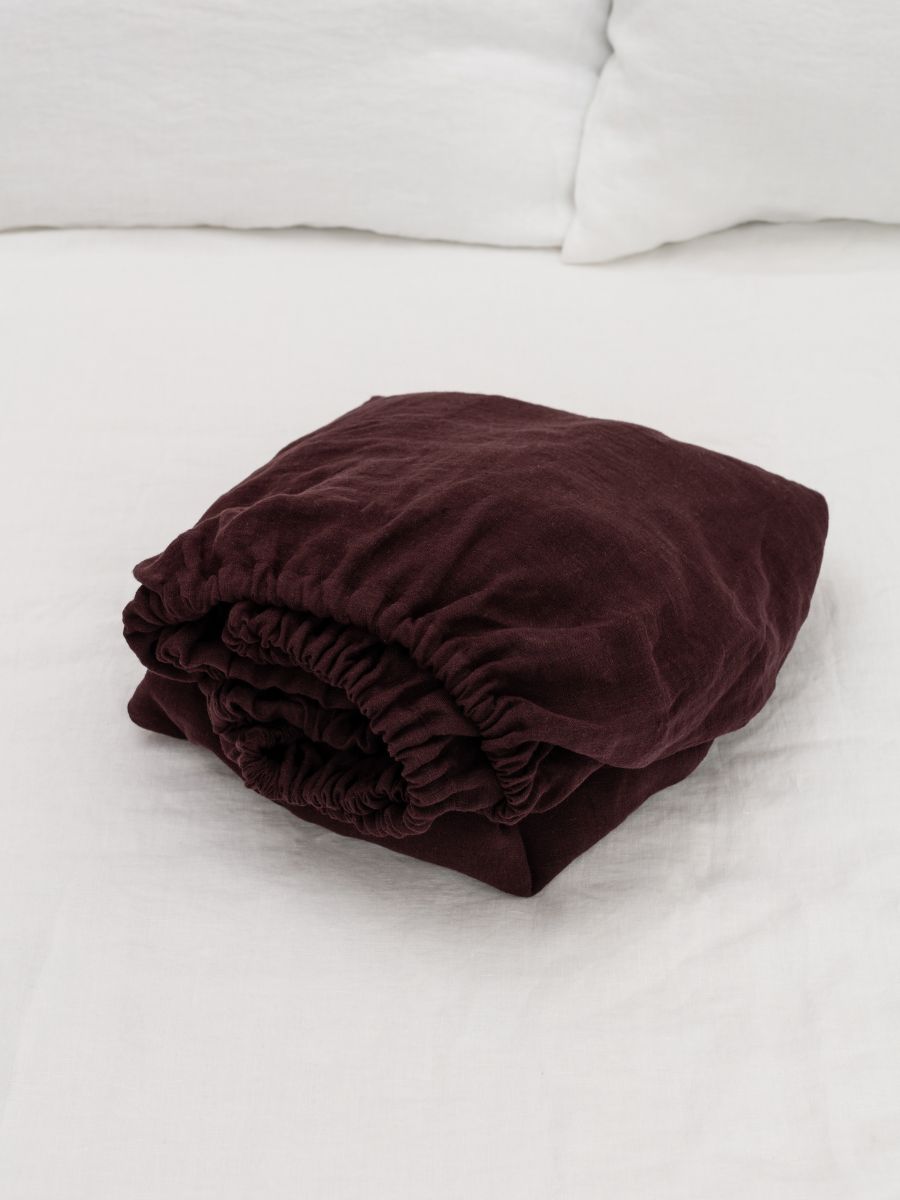 Elderberry Purple 100% Flax Linen Toddler Pure Luxe Fitted Sheets
