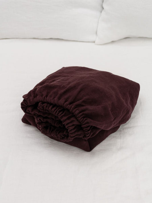 Elderberry Purple 100% Flax Linen Baby Fitted Sheets