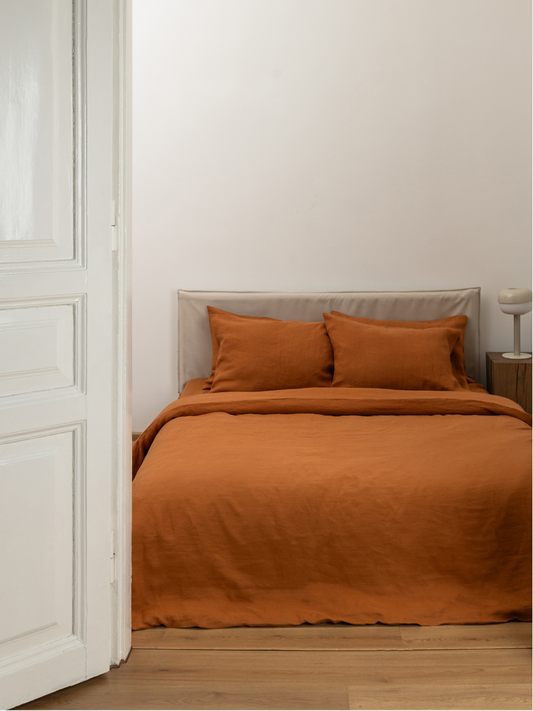 Cinnamon Brown 100% Flax Linen Duvet Cover Sets