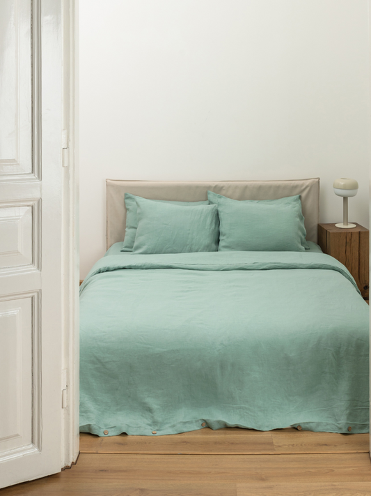 Willow Green 100% Flax Linen Duvet Cover Sets