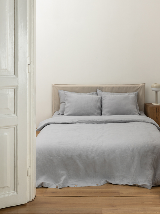 Moonlit Grey 100% Flax Linen Duvet Cover Sets