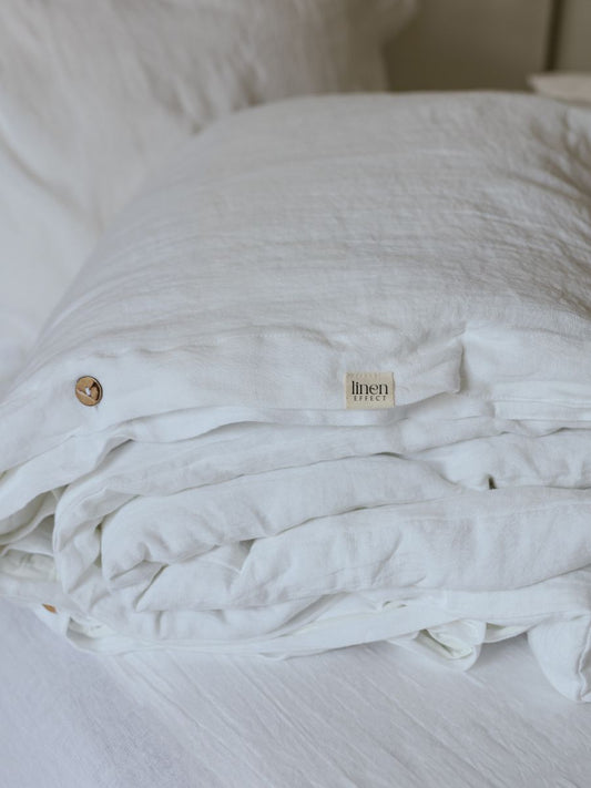 Magnolia White 100% Flax Linen Duvet Covers