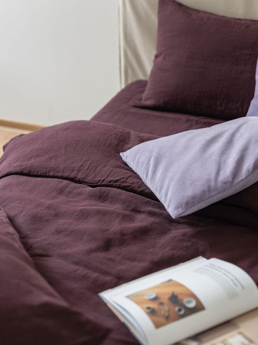 Elderberry Purple 100% Flax Linen Duvet Cover Sets