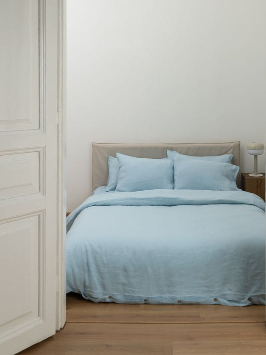 Sky Blue 100% Flax Linen Duvet Cover Sets
