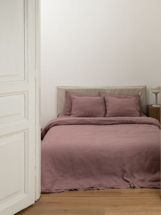 Rosewood Pink 100% Flax Linen Duvet Cover Sets