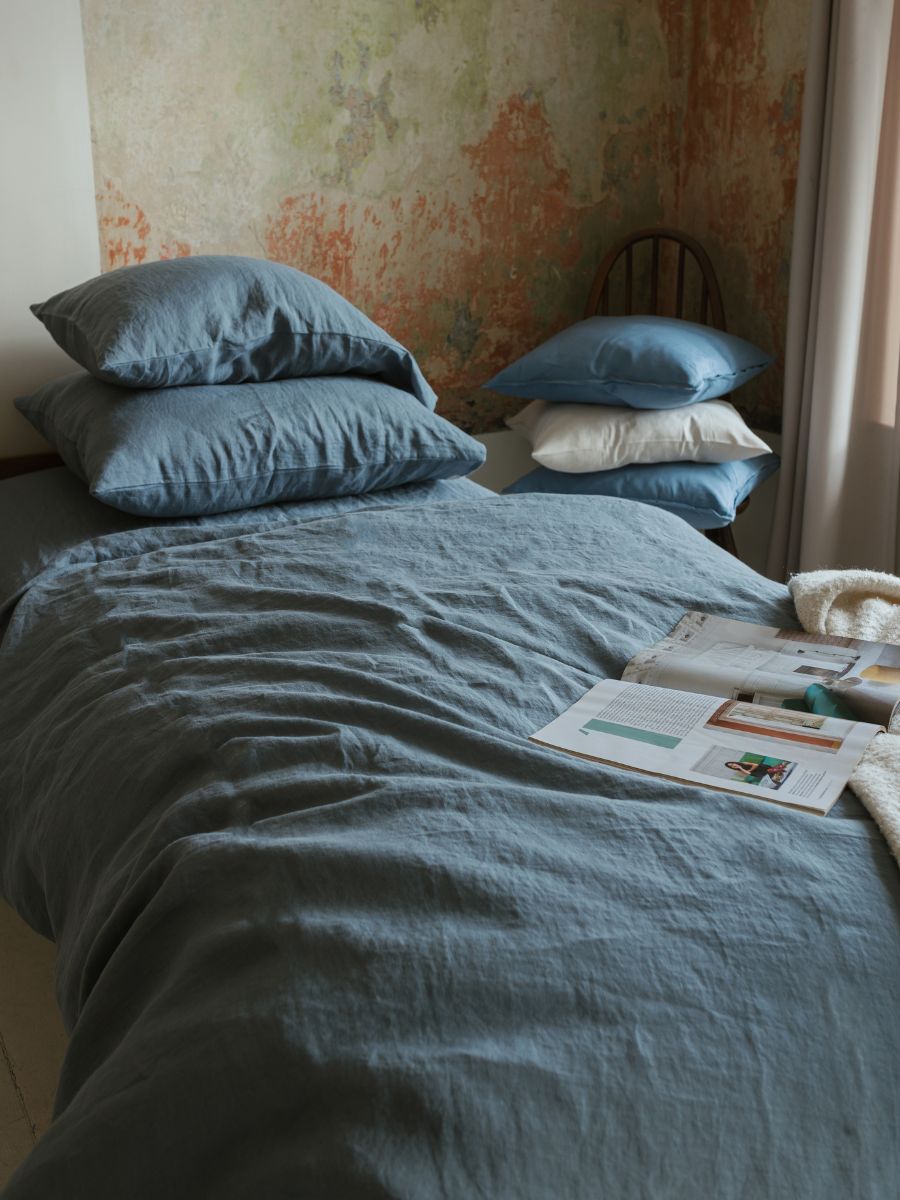 Baltic Blue 100% Flax Linen Duvet Cover Sets
