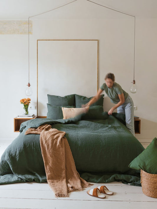 Forest Green 100% Flax Linen Sheet Sets