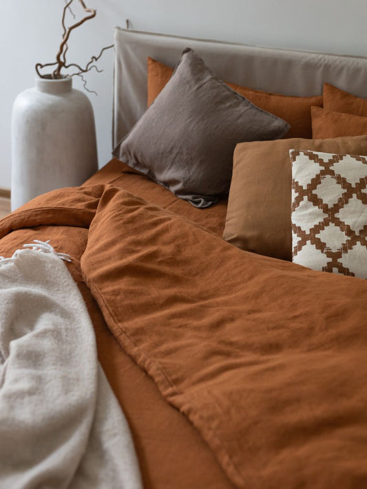Cinnamon Brown 100% Flax Linen Duvet Covers