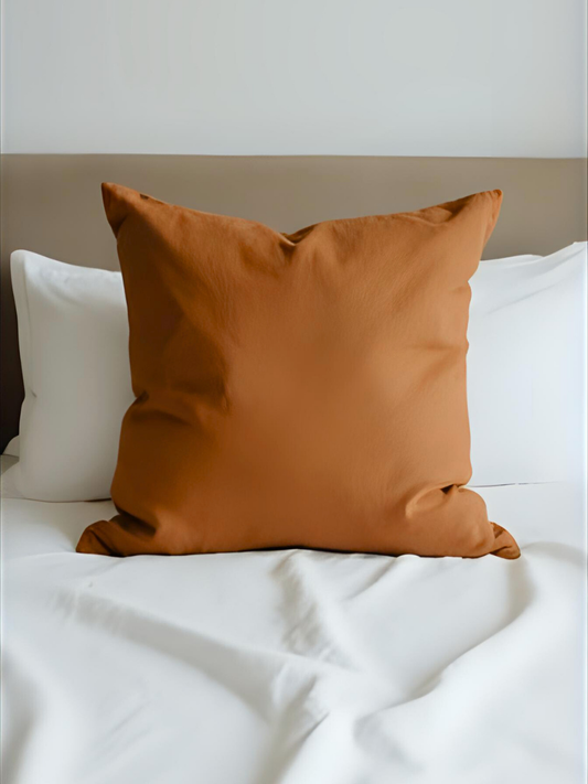 Cinnamon Brown 100% Flax Linen Coconut Shell Button Closure Pillowcases