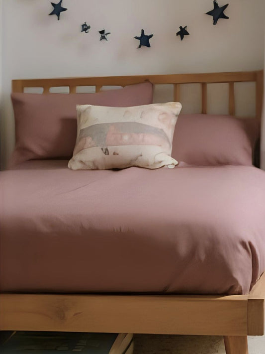 Rosewood Pink 100% Flax Linen Kids Fitted Sheets