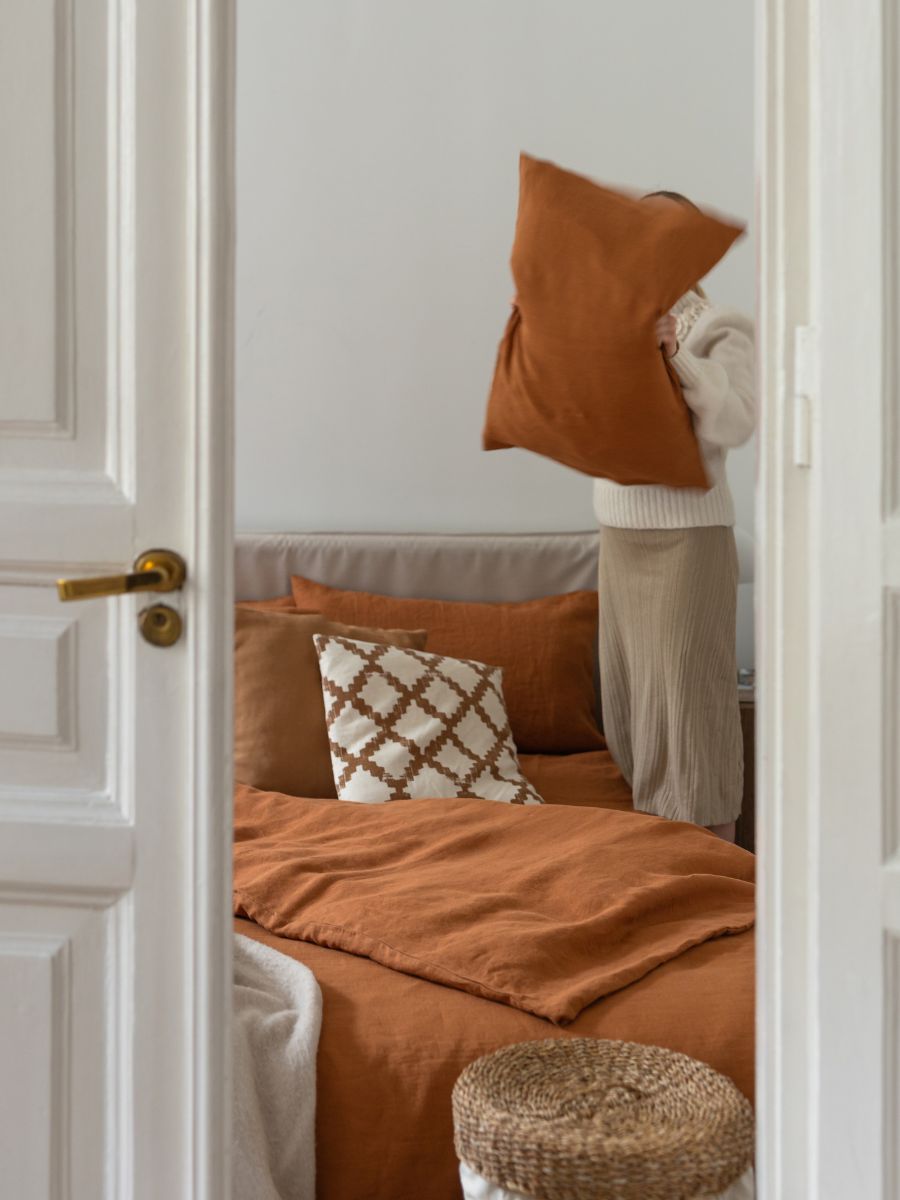 Cinnamon Brown 100% Flax Linen Duvet Covers