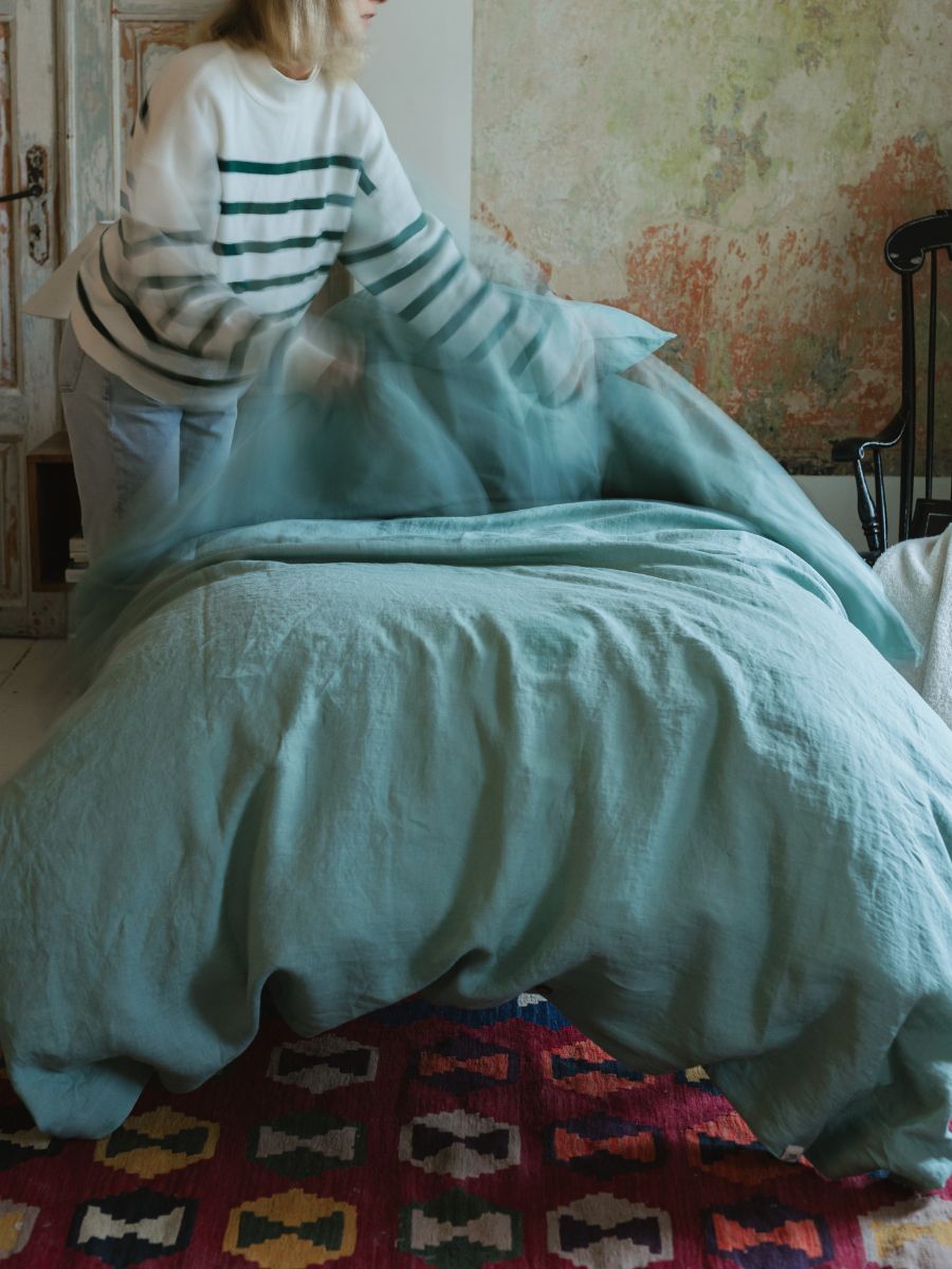 Willow Green 100% Flax Linen Duvet Covers
