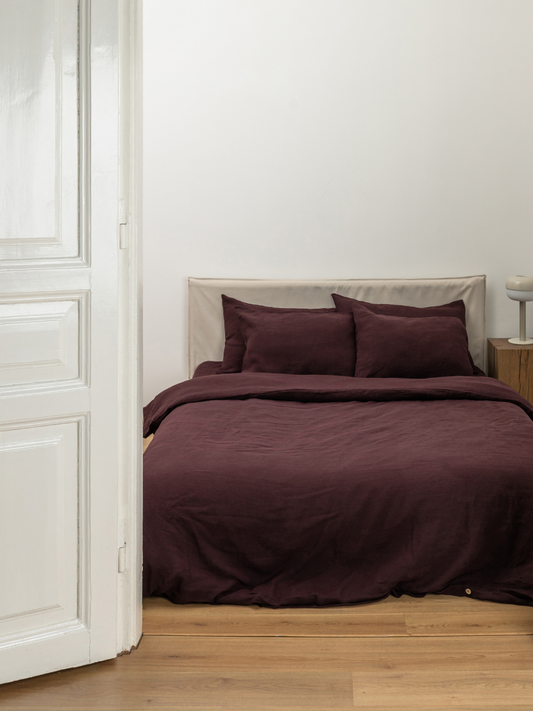 Elderberry Purple 100% Flax Linen Duvet Cover Sets