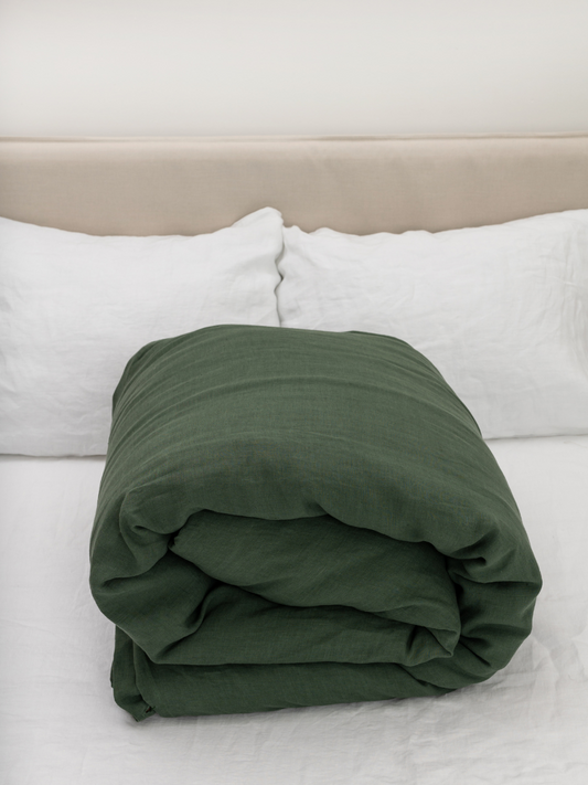 Forest Green 100% Flax Linen Duvet Covers