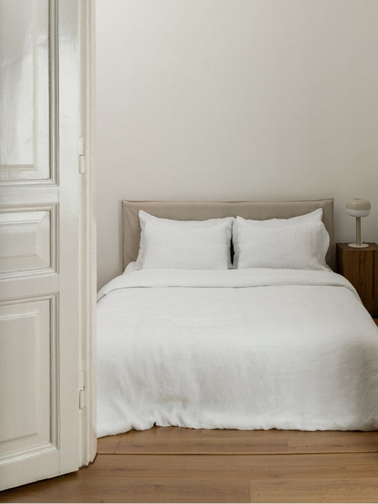 Magnolia White 100% Flax Linen Duvet Cover Sets